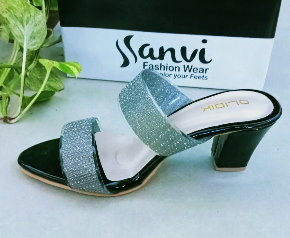 Shimmer Block Heel Silver